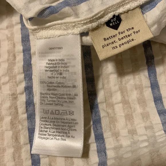 MADEWELL NWOT Seersucker One Shoulder Puff Sleeve Midi Dress - Picture 5 of 8